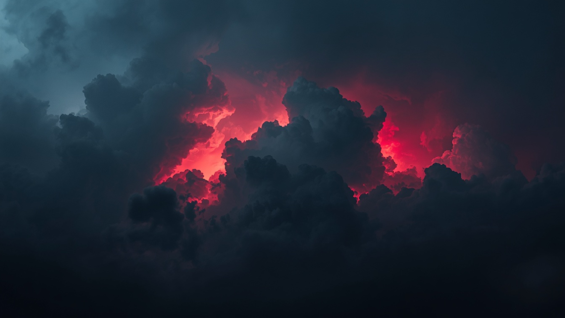  Stormy clouds with neon edge lightning